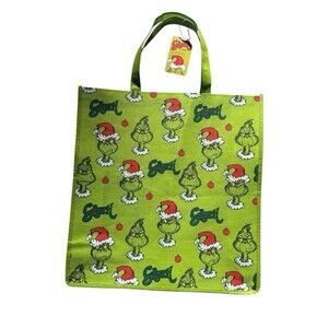 The Grinch With Santa Hat Christmas Reusable Xl Tote Bag